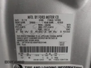 2010 Ford F-150 XL with VIN 1FTFW1EV9AFB33146, listed as a IAAI auction lot 41702656 with 232,272 mi miles. Bid and sale history available at carsss.com. Image 9.