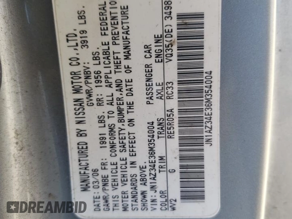 2006 Nissan 350Z Touring with VIN JN1AZ34E36M354004, listed as a Copart auction lot 46673545 with 196,768 mi miles and Salvage Title. Bid and sale history available at carsss.com. Image 14.