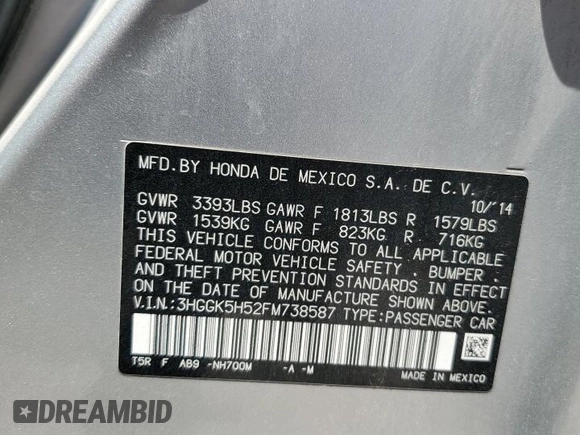 2015 Honda Fit LX z VIN 3HGGK5H52FM738587, wystawiony jako Copart lot #61231705 z przebiegiem 134 623 mil mil oraz Szkoda całkowita • Salvage title. Historia ofert i sprzedaży dostępna na DreamBid. Obrazek 12.
