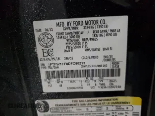 2013 Ford F-150 XL with VIN 1FTFW1EF8DFC90213, listed as a Copart auction lot 44009475 with 138,130 mi miles and Salvage title. Bid and sale history available at DreamBid. Image 12.