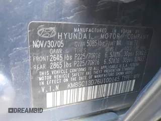 2006 Hyundai Santa Fe GLS with VIN KM8SC13D76U100145, listed as a IAAI auction lot 41093265 with 164,028 mi miles. Bid and sale history available at carsss.com. Image 9.