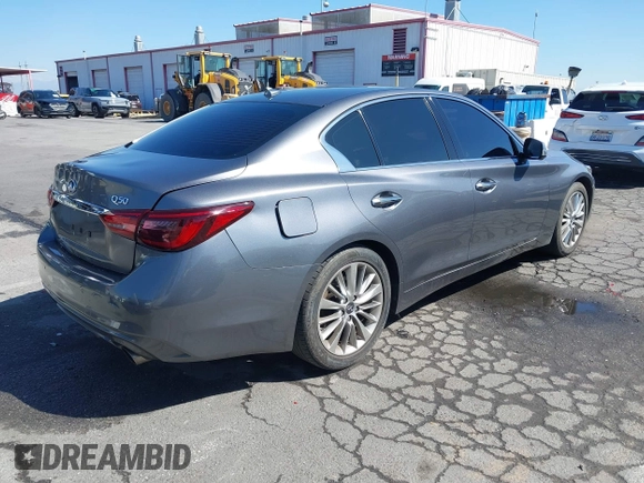2021 Infiniti Q50 3.0t LUXE with VIN JN1EV7BP9MM706833, listed as a IAAI auction lot 41724977 with 55,784 mi miles. Bid and sale history available at carsss.com. Image 4.