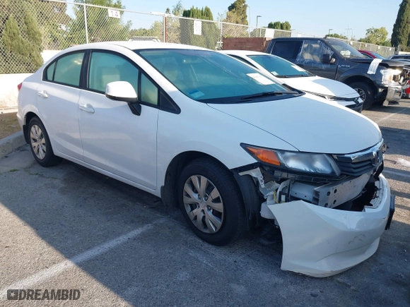 2012 Honda Civic Sdn LX with VIN 19XFB2F55CE384498, listed as a IAAI auction lot 42067436 with 71,257 mi miles. Bid and sale history available at carsss.com. Image 1.