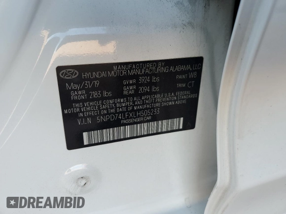2020 Hyundai Elantra SE z VIN 5NPD74LFXLH505233, wystawiony jako Copart lot #58981645 z przebiegiem 72 076 mil mil oraz Szkoda całkowita • Salvage title. Historia ofert i sprzedaży dostępna na DreamBid. Obrazek 12.