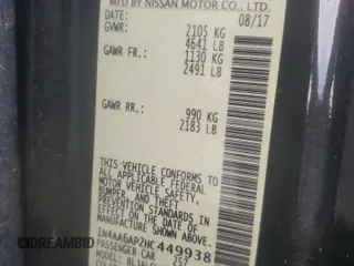 2017 Nissan Maxima SL with VIN 1N4AA6AP2HC449938, listed as a Copart auction lot 61345585 with Not provided miles and Salvage title. Bid and sale history available at DreamBid. Image 12.