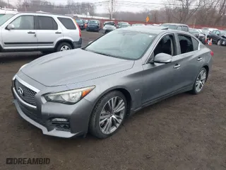 2016 Infiniti Q50 3.0t Red Sport 400 with VIN JN1FV7AR3GM451964, listed as a IAAI auction lot 41715544 with 164,139 mi miles. Bid and sale history available at carsss.com. Image 2.