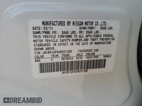 2012 Infiniti M37 with VIN JN1BY1AP6CM331295, listed as a Copart auction lot 74277304 with 179,557 mi miles and Salvage Title. Bid and sale history available at carsss.com. Image 12.