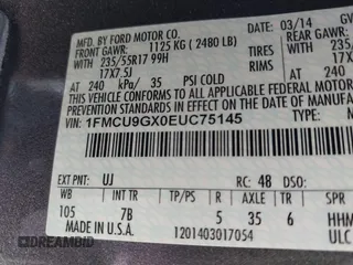 2014 Ford Escape SE with VIN 1FMCU9GX0EUC75145, listed as a IAAI auction lot 42048519 with 186,670 mi miles and . Bid and sale history available at DreamBid. Image 9.