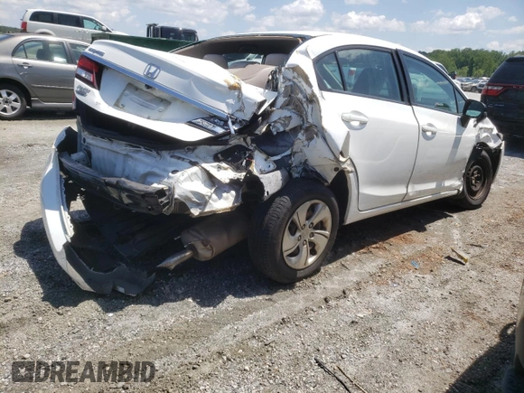 2015 Honda Civic LX with VIN 2HGFB2F54FH560189, listed as a Copart auction lot 57337515 with 68,531 mi miles and Salvage title. Bid and sale history available at DreamBid. Image 3.