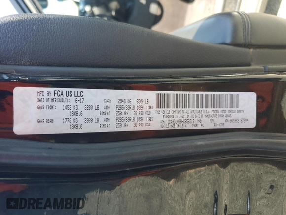 2017 Dodge Durango SXT with VIN 1C4RDJAG8HC956513, listed as a Copart auction lot 54772895 with 89,773 mi miles and Salvage title. Bid and sale history available at DreamBid. Image 13.
