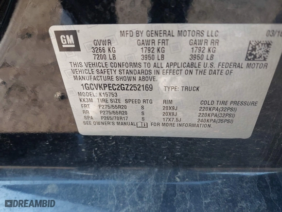 2016 Chevrolet Silverado 1500 Custom with VIN 1GCVKPEC2GZ252169, listed as a IAAI auction lot 41331880 with 163,156 mi miles. Bid and sale history available at carsss.com. Image 9.