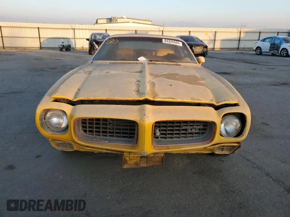 1973 Pontiac Firebird with VIN 2S87M3N110405, listed as a Copart auction lot 84326504 with 22,334 mi miles and Salvage title. Bid and sale history available at DreamBid. Image 5.