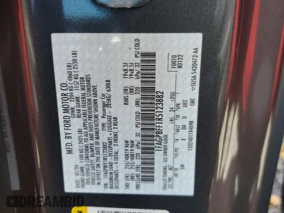 2024 Ford Mustang GT Premium with VIN 1FAGP8FF1R5123882, listed as a Copart auction lot 74846044 with Not provided miles and Salvage title. Bid and sale history available at DreamBid. Image 13.