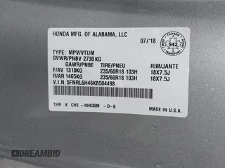 2019 Honda Odyssey с VIN 5FNRL6H46KB504498, выставлен на аукционе IAAI как лот 42354388 с пробегом 91 888 миль миль и . История ставок и продаж доступна на DreamBid. Изображение 9.