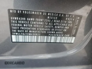 2014 Volkswagen Jetta TDI w/Premium/Nav z VIN 3VWLL7AJ1EM430822, wystawiony jako Copart lot #57405845 z przebiegiem 112 178 mil mil oraz Szkoda całkowita • Salvage title. Historia ofert i sprzedaży dostępna na DreamBid. Obrazek 12.