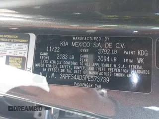 2023 Kia Forte GT-Line with VIN 3KPF54AD5PE573739, listed as a IAAI auction lot 41745921 with 41,714 mi miles. Bid and sale history available at carsss.com. Image 9.