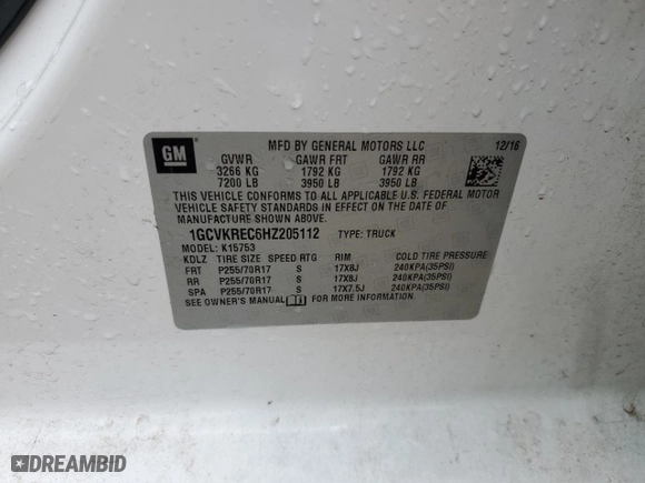 2017 Chevrolet Silverado 1500 LT with VIN 1GCVKREC6HZ205112, listed as a Copart auction lot 50640195 with 92,107 mi miles and Salvage Title. Bid and sale history available at carsss.com. Image 13.