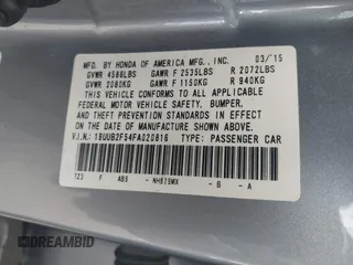 2015 Acura TLX V6 Tech with VIN 19UUB2F54FA020816, listed as a IAAI auction lot 41600870 with 76,055 mi miles. Bid and sale history available at carsss.com. Image 9.