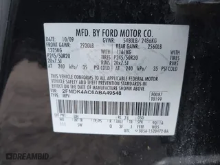 2010 Ford Edge Sport with VIN 2FMDK4AC6ABA49548, listed as a IAAI auction lot 41713110 with 190,460 mi miles. Bid and sale history available at carsss.com. Image 9.