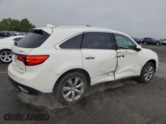 2014 Acura MDX Advance with VIN 5FRYD4H87EB027647, listed as a Copart auction lot 60404595 with 172,899 mi miles and Salvage title. Bid and sale history available at DreamBid. Image 3.