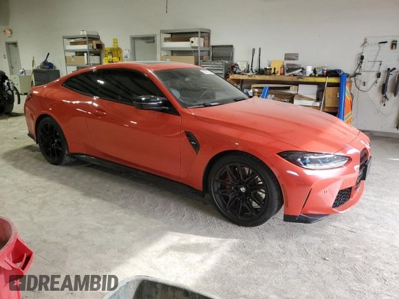 2021 BMW M4 with VIN WBS53AZ09MCG52217, listed as a Copart auction lot 42473044 with 49,235 mi miles. Bid and sale history available at carsss.com. Image 4.