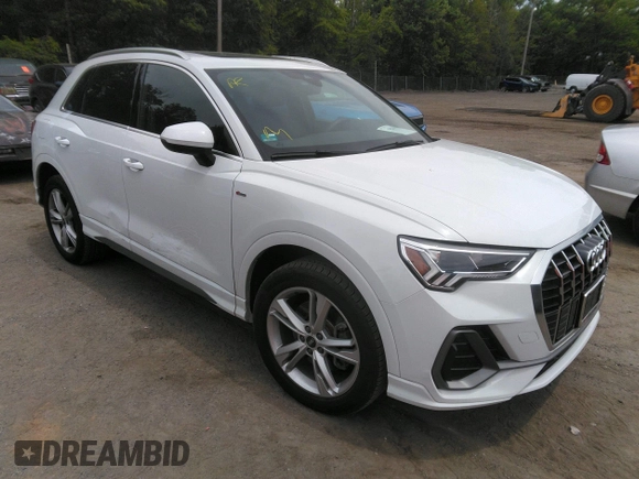 2022 Audi Q3 S line Premium Plus with VIN WA1EECF31N1045258, listed as a IAAI auction lot 42299558 with 19,332 mi miles and . Bid and sale history available at DreamBid. Image 1.