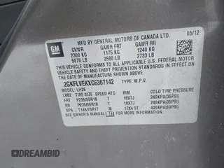 2012 GMC Terrain SLT-1 with VIN 2GKFLVEKXC6367142, listed as a IAAI auction lot 41532024 with 122,000 mi miles. Bid and sale history available at carsss.com. Image 9.