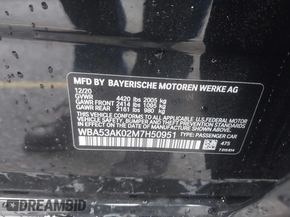 2021 BMW 2 Series 228i with VIN WBA53AK02M7H50951, listed as a IAAI auction lot 41791778 with 30,809 mi miles and . Bid and sale history available at DreamBid. Image 9.