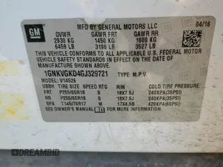 2016 Chevrolet Traverse LT with VIN 1GNKVGKD4GJ329721, listed as a Copart auction lot 46323155 with 151,393 mi miles and Salvage Title. Bid and sale history available at DreamBid. Image 13.