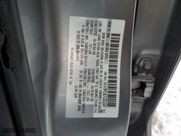 2015 Mazda CX-9 Touring with VIN JM3TB3CV3F0461015, listed as a Copart auction lot 46160185 with 122,345 mi miles and Clean Title. Bid and sale history available at carsss.com. Image 15.