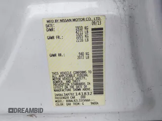 2014 Nissan Altima SV with VIN 1N4AL3AP7EC141832, listed as a IAAI auction lot 42019574 with 124,802 mi miles and . Bid and sale history available at carsss.com. Image 9.