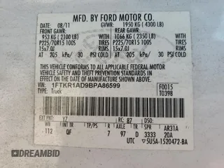 2011 Ford Ranger XL with VIN 1FTKR1AD9BPA86599, listed as a Copart auction lot 49110395 with 133,861 mi miles and Clean Title. Bid and sale history available at DreamBid. Image 12.
