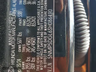 2025 Hyundai Santa Fe Calligraphy with VIN 5NMP5DGL6SH086490, listed as a Copart auction lot 46896765 with 2,139 mi miles and Salvage Title. Bid and sale history available at carsss.com. Image 15.
