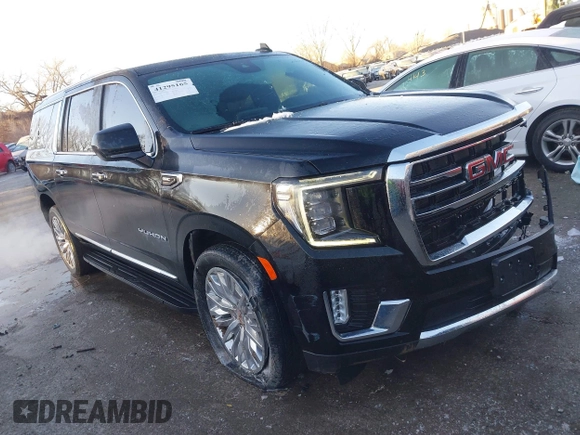 2023 GMC Yukon XL SLT with VIN 1GKS2GKD4PR350382, listed as a IAAI auction lot 41295165 with 38,075 mi miles. Bid and sale history available at carsss.com. Image 1.