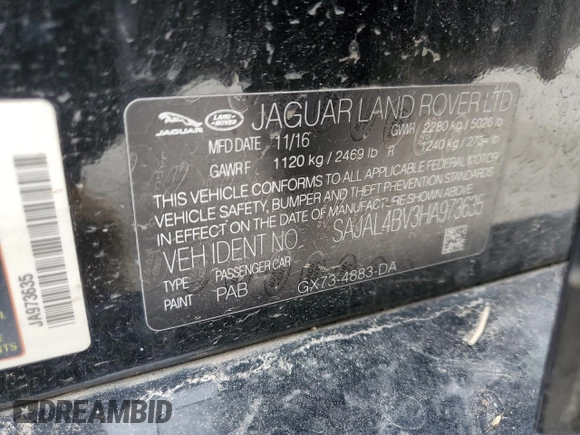 2017 Jaguar XE 35t R-Sport z VIN SAJAL4BV3HA973635, wystawiony jako Copart lot #52683915 z przebiegiem 138 331 mil mil oraz Szkoda całkowita • Salvage title. Historia ofert i sprzedaży dostępna na DreamBid. Obrazek 14.