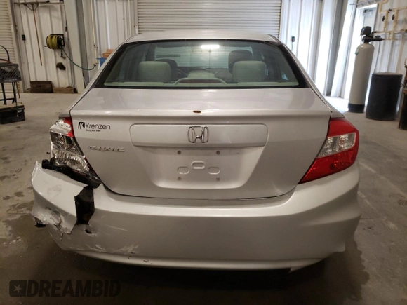 2012 Honda Civic EX with VIN 19XFB2F86CE001842, listed as a Copart auction lot 55585725 with 204,350 mi miles and Salvage Title. Bid and sale history available at DreamBid. Image 6.