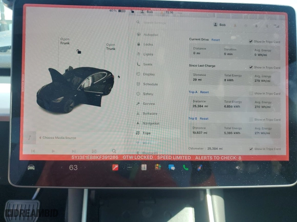 2019 Tesla Model 3 Long Range with VIN 5YJ3E1EB8KF391286, listed as a Copart auction lot 52175035 with 25,384 mi miles and Salvage Title. Bid and sale history available at carsss.com. Image 9.