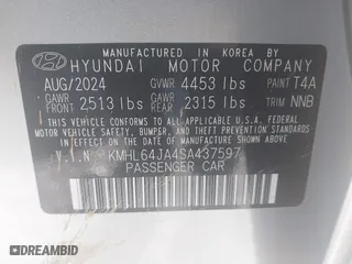 2025 Hyundai Sonata SEL with VIN KMHL64JA4SA437597, listed as a IAAI auction lot 41980177 with 12,069 mi miles. Bid and sale history available at carsss.com. Image 9.