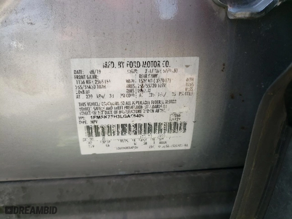 2020 Ford Explorer Limited with VIN 1FMSK7FH3LGA58409, listed as a Copart auction lot 49119395 with 128,595 mi miles and Salvage Title. Bid and sale history available at carsss.com. Image 16.