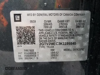 2019 GMC Sierra 1500 Limited SLE with VIN 2GTV2MEC3K1195545, listed as a Copart auction lot 83320444 with 48,320 mi miles and Salvage Title. Bid and sale history available at carsss.com. Image 14.