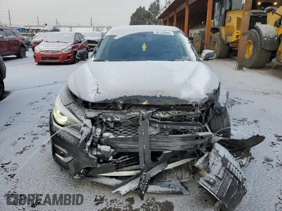 2023 Infiniti Q50 Luxe with VIN JN1EV7BR8PM541976, listed as a Copart auction lot 45134995 with 19,621 mi miles and Salvage title. Bid and sale history available at DreamBid. Image 5.