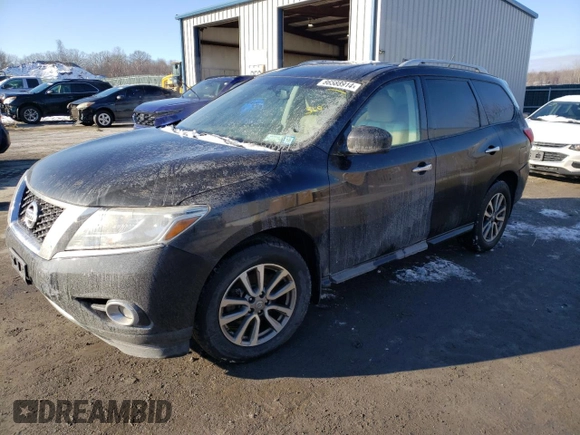2015 Nissan Pathfinder SV with VIN 5N1AR2MM8FC714187, listed as a Copart auction lot 86588914 with 118,715 mi miles and Salvage Title. Bid and sale history available at carsss.com. Image 1.
