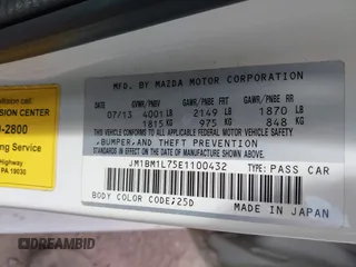 2014 Mazda 3 i Touring with VIN JM1BM1L75E1100432, listed as a IAAI auction lot 41897584 with 149,628 mi miles and . Bid and sale history available at DreamBid. Image 9.