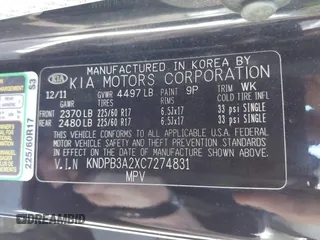 2012 Kia Sportage LX with VIN KNDPB3A2XC7274831, listed as a IAAI auction lot 41766816 with 50,235 mi miles. Bid and sale history available at carsss.com. Image 9.