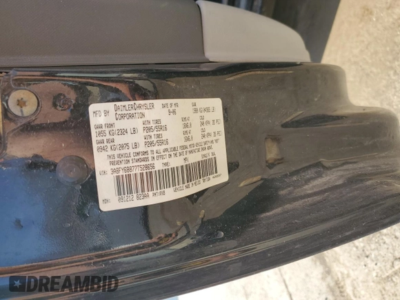 2007 Chrysler PT Cruiser Limited z VIN 3A8FY68877T528656, wystawiony jako Copart lot #53660425 z przebiegiem 83 500 mil mil oraz Szkoda całkowita • Salvage title. Historia ofert i sprzedaży dostępna na DreamBid. Obrazek 13.