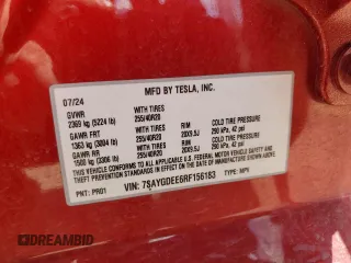 2024 Tesla Model Y Long Range z VIN 7SAYGDEE6RF156183, wystawiony jako Copart lot #61410155 z przebiegiem 27 112 mil mil oraz Szkoda całkowita • Salvage title. Historia ofert i sprzedaży dostępna na DreamBid. Obrazek 12.