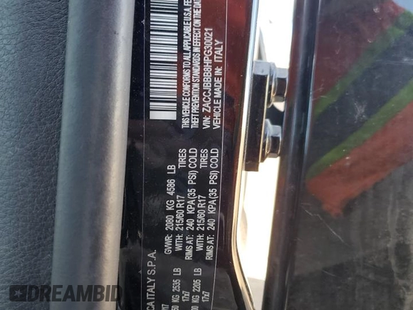 2017 Jeep Renegade Latitude with VIN ZACCJBBB8HPG30021, listed as a Copart auction lot 47410295 with 83,436 mi miles and Salvage Title. Bid and sale history available at carsss.com. Image 13.