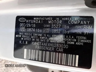 2017 Hyundai Accent SE with VIN KMHCT4AEXHU283030, listed as a Copart auction lot 61574902 with 0 mi miles. Bid and sale history available at carsss.com. Image 10.