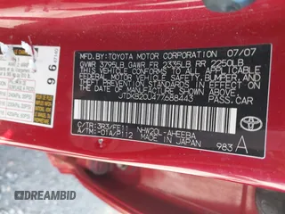 2007 Toyota Prius with VIN JTDKB20U477688443, listed as a IAAI auction lot 42224343 with 136,401 mi miles and . Bid and sale history available at DreamBid. Image 9.