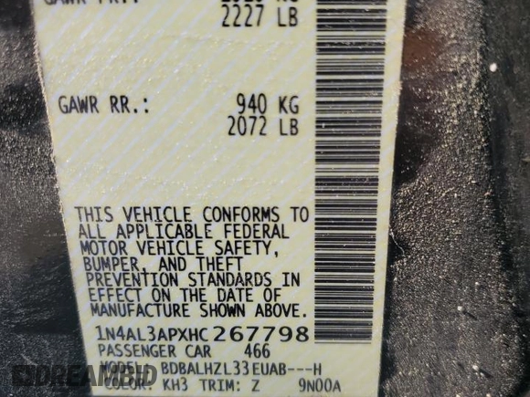 2017 Nissan Altima SR z VIN 1N4AL3APXHC267798, wystawiony jako Copart lot #57521915 z przebiegiem 114 631 mil mil oraz Czysty tytuł • Clean title. Historia ofert i sprzedaży dostępna na DreamBid. Obrazek 12.